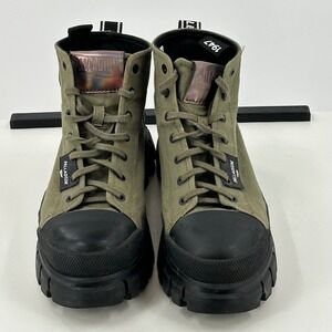 Palladium Revolt Hi Army Olive Green Canvas Platform Lug Sole Boots Womens 8